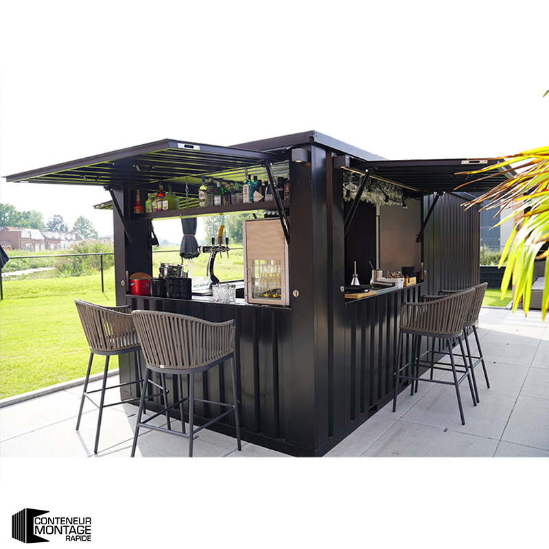 Conteneur bar démontable 6×2 mètres XL (20 pieds) – 12 m² – RAL 9005 & RAL 7016 - Image 2
