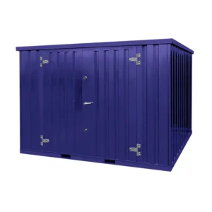 Conteneur 10 pieds démontable bleu 3 x 2 mètres – avec double porte sur le côté 3 mètres (grand côté) – teinté en RAL 2004 - Image 1