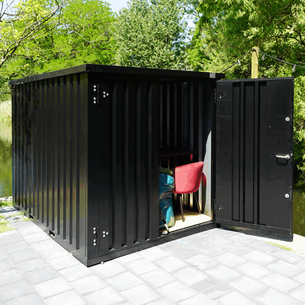 Abri moto 3 x 2 mètres – avec double porte petit côté – conteneur de stockage métal galvanisé - Image 3