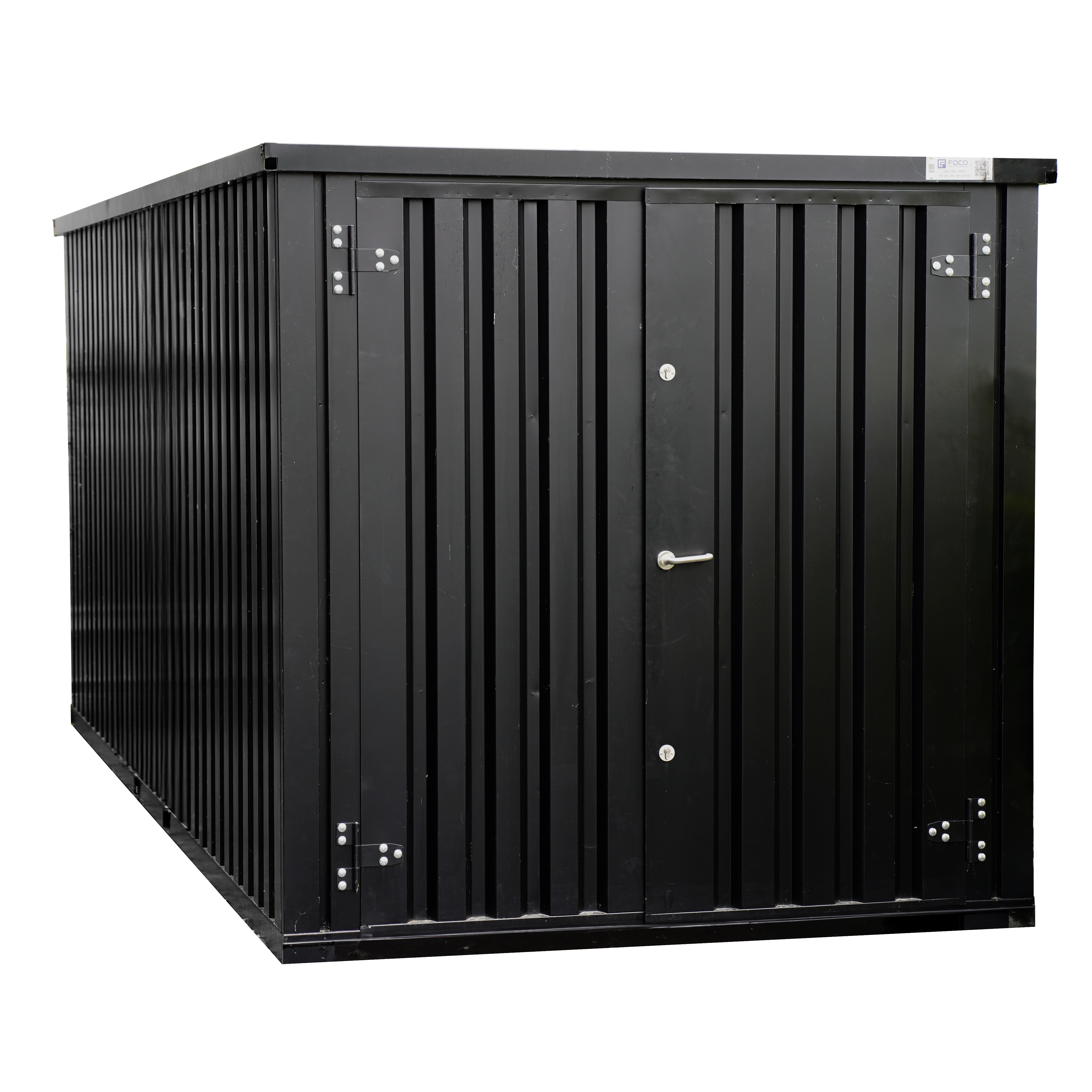 Conteneur démontable noir 6 x 2 mètres (12 m²) – double porte sur le petit côté, livré en kit - Image 1