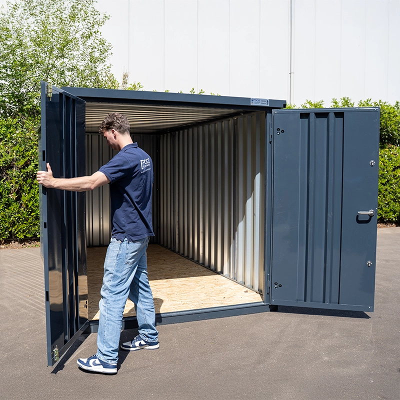 Conteneur démontable anthracite 4 x 2 mètres (7.5 m²) – avec double porte (petit côté) gris RAL 7016 - Image 4