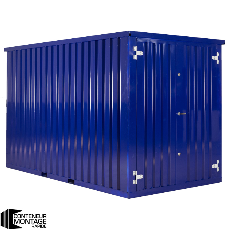 Conteneur Démontable Bleu Foncé 4 x 2 mètres (7.5 m²) – avec double porte sur le petit côté – RAL 5022 - Image 1
