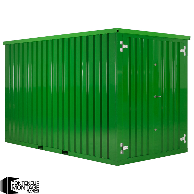 Conteneur démontable vert foncé 4 x 2 mètres – Porte unique sur le petit côté – RAL 6005 - Image 1