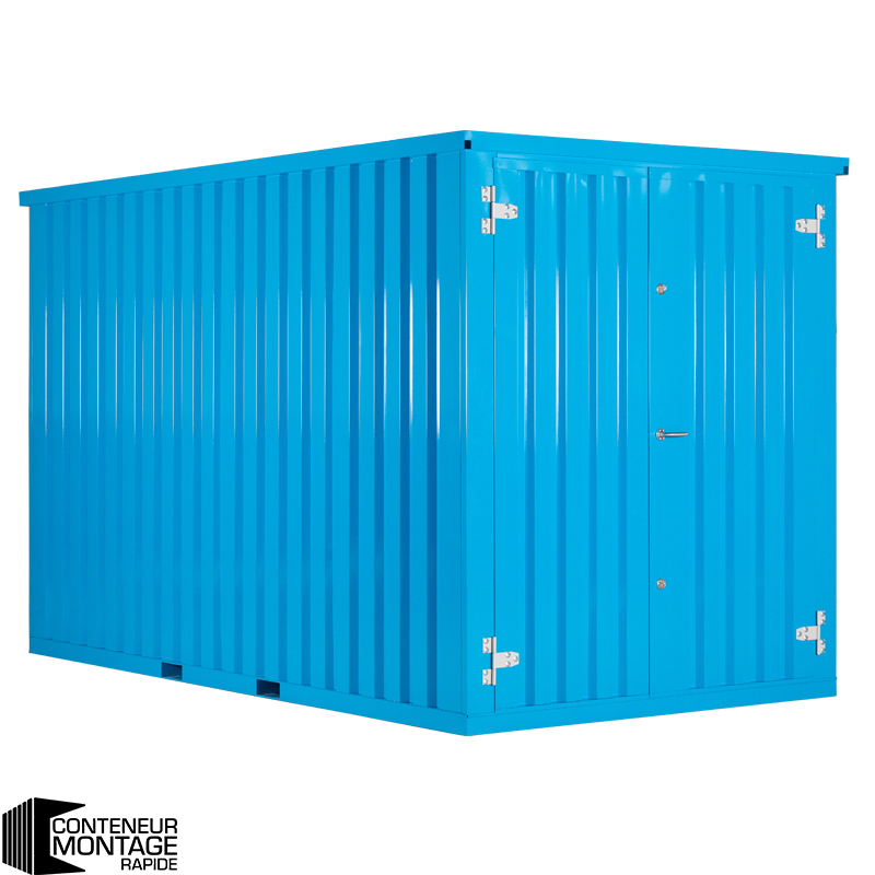 Conteneur Démontable Bleu Clair 4 x 2 mètres – avec double porte sur le côté 4 mètres (grand côté) – RAL 5012 - Image 1