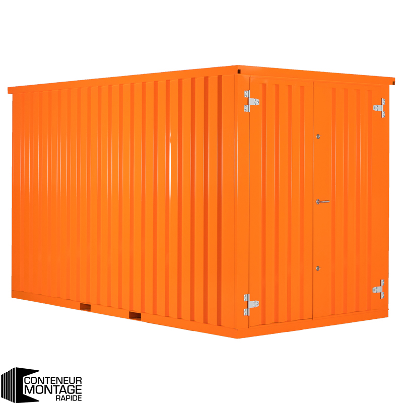 Conteneur démontable orange 4 x 2 mètres – avec double porte sur le côté 2 mètres (petit côté) – RAL 2004 – 7.5 m² - Image 1