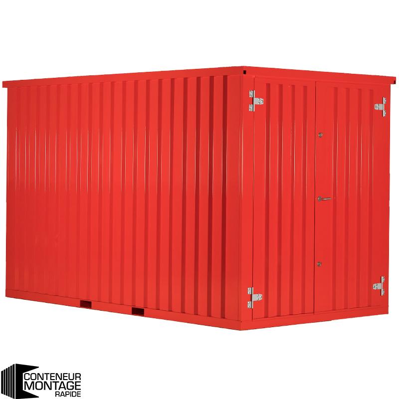 Conteneur démontable rouge 3 x 2 mètres – avec double porte sur le côté 2 mètres (petit côté) – RAL 3020 - Image 1