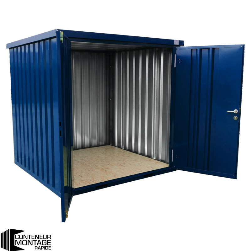 Conteneur Démontable Bleu 4 x 2 mètres – avec double porte sur le côté 2 mètres (petit côté) – RAL 5010 – 7.5 m² - Image 1