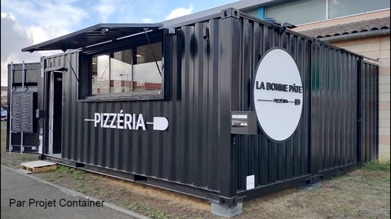 Container restaurant Pizzeria – Kiosque Ambulant – Container 20&prime; dry clé en main avec équipement CHR complet - Image 1