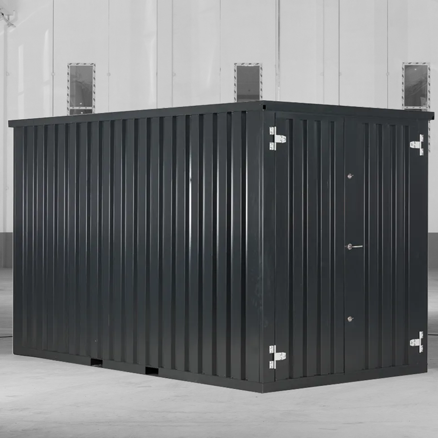 Conteneur démontable noir 4 x 2 mètres (7.5 m²) – avec double porte sur le côté 2 mètres 3