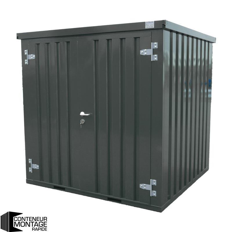 Conteneur démontable anthracite 3 x 2 m (5.5 m²) avec double porte sur le côté 3 mètres - Image 2