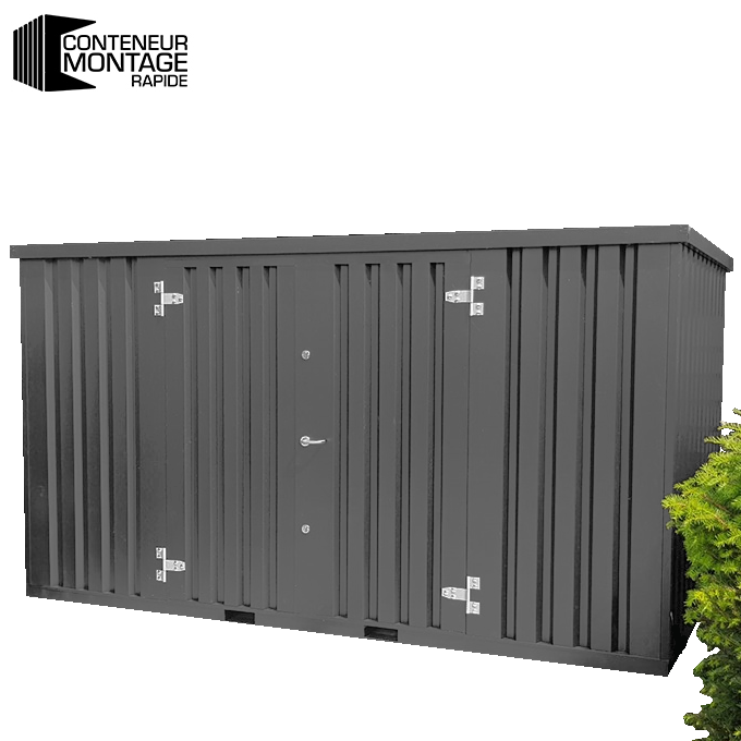 Conteneur démontable anthracite 4 x 2 mètres (7.5 m²) – avec double porte sur le côté 4 mètres - Image 1