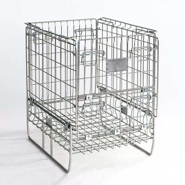 Caisse de stockage grillagée – Volume de stockage 380 à 1000 litres – Structure acier électro zingué – Gerbable et pliable - Image 1