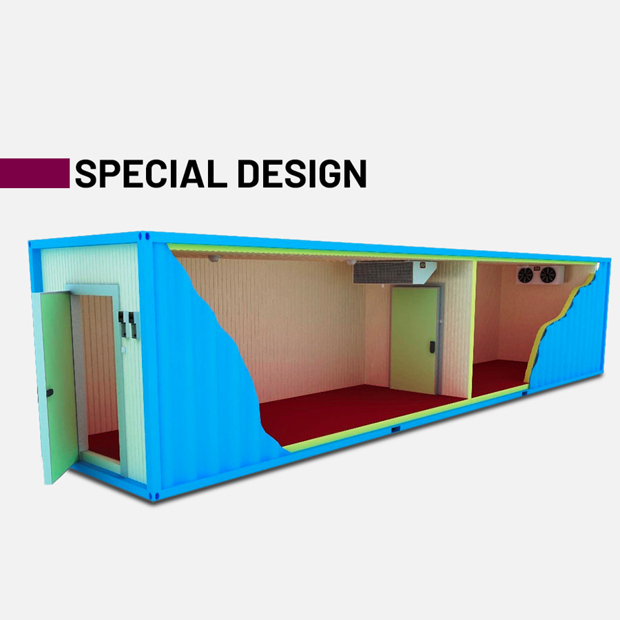Chambre froide conteneur Special Design RFR40-2R – Double compartiment, transportable, 2438 x 12192 x 2896 mm 1