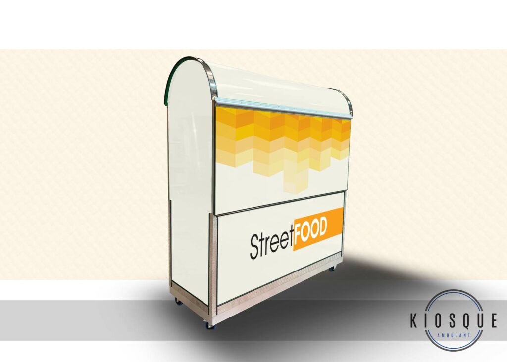 Petit kiosque ambulant – Kiosque mobile roulant ou fixe – Carrosserie aluminium – Plan de travail inox – 217 cm x 80 cm x 200 cm - Image 2