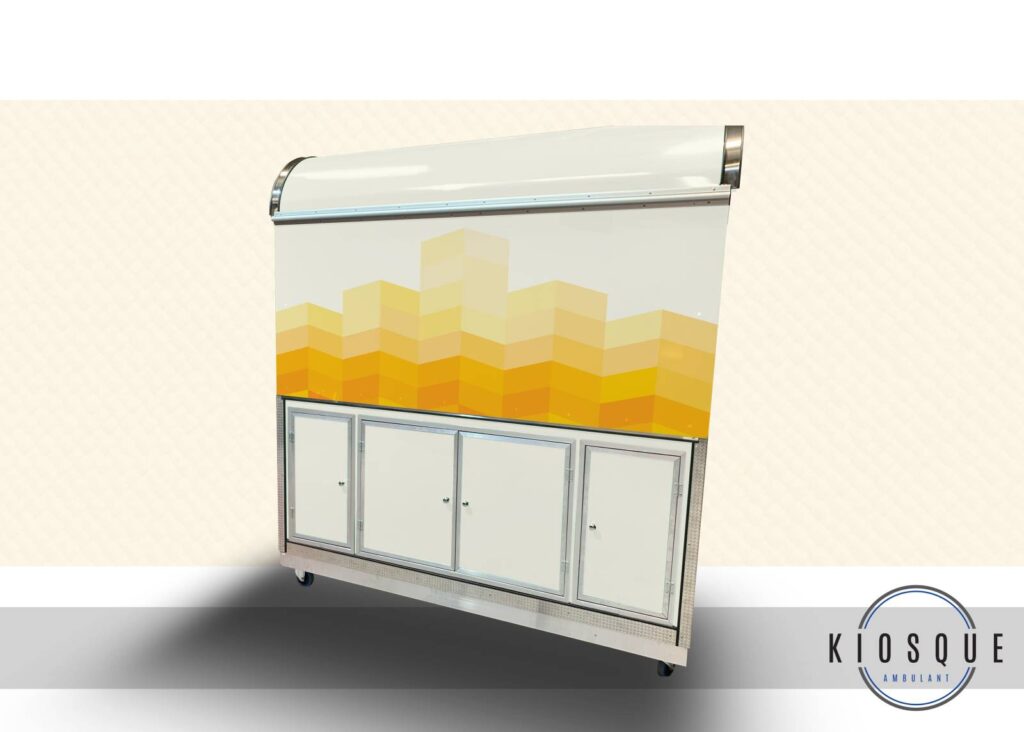 Petit kiosque ambulant – Kiosque mobile roulant ou fixe – Carrosserie aluminium – Plan de travail inox – 217 cm x 80 cm x 200 cm - Image 4