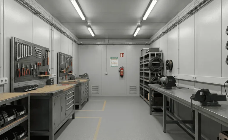 Container atelier industriel aménagé conçu pour les besoins de maintenance, d&rsquo;intervention ou de production – sur mesure - Image 1