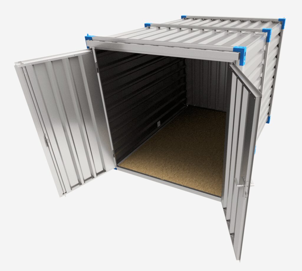 Conteneur de stockage démontable 3 m – acier galvanisé – Plancher OSB 25 mm – Container de chantier – Bungalow – Réf. CDS-3-OSB – 5,76 m² / 11,63 m³ - Image 1