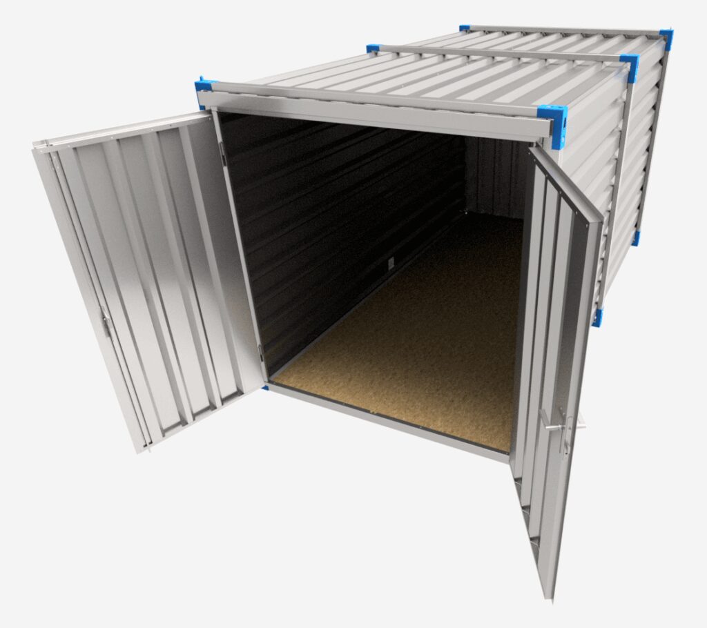 Conteneur de stockage démontable 4m – acier galvanisé – Plancher OSB 25mm – Container de chantier – Bungalow – Réf. CDS-4-OSB – Surface 7,78 m² – Volume 15,71 m³ - Image 1