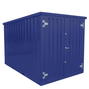 Conteneur 10 pieds démontable bleu 3 x 2 mètres – avec double porte sur le côté 3 mètres (grand côté) – teinté RAL 2004 - Image 1