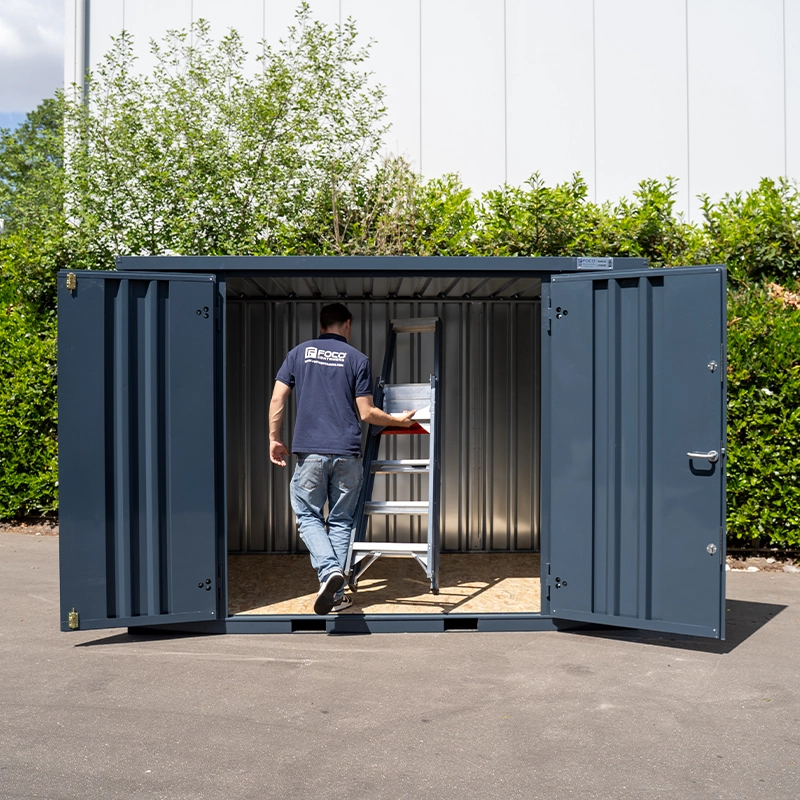 Abris de stockage anthracite 3 x 2 mètres (5.5 m²) – conteneur démontable avec double porte sur le grand côté - Image 3