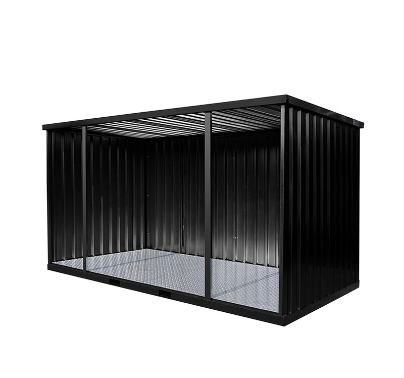 Conteneur démontable ouvert côté long 4×2 mètres – RAL 9005 noir – 7,5 m² – Conteneurs de jardins - Image 1