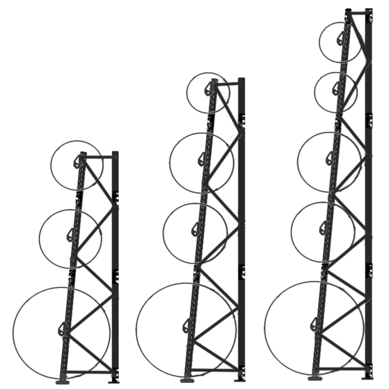 Pack de 3 racks à tourets – Stockage de 9 à 12 bobines – Hauteur 2400 à 4500 mm 3
