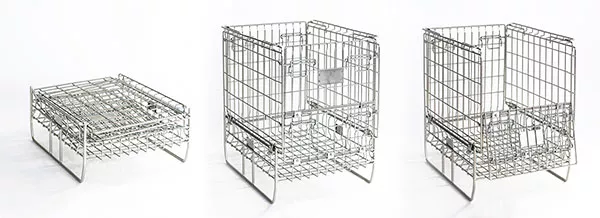 Caisse de stockage grillagée – Volume de stockage 380 à 1000 litres – Structure acier électro zingué – Gerbable et pliable - Image 3