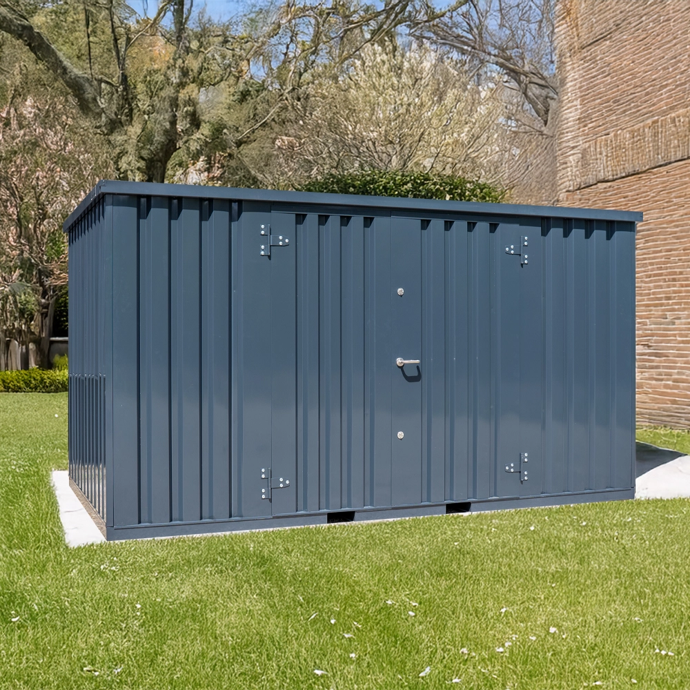 Conteneur démontable anthracite 4 x 2 mètres (7.5 m²) – avec double porte sur le côté 4 mètres (grand côté) – RAL 7016 - Image 3