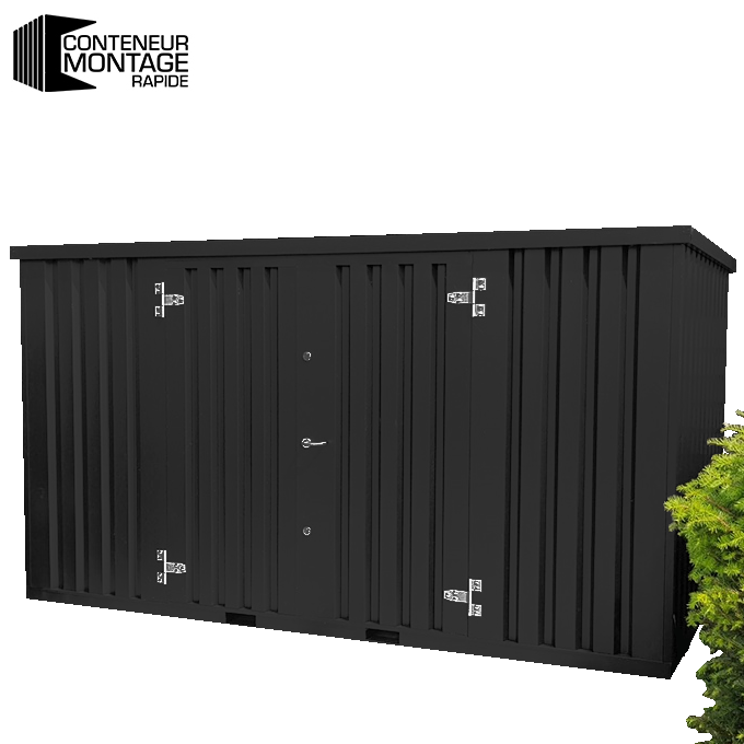 Conteneur démontable noir 4 x 2 mètres (7.5 m²) – avec double porte sur le côté 4 mètres - Image 1