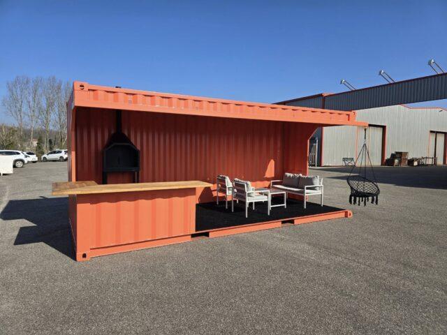 Container Cuisine d&rsquo;été / Poolhouse 20 pieds – Acier Corten – Modulable et Résistant aux Intempéries - Image 1