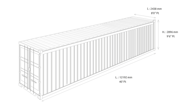 Conteneur 40 pieds High Cube – Longueur 12.00m – Surface 77m3 – polyvalent et robuste – idéal pour le transport, le stockage et l&rsquo;aménagement - Image 2