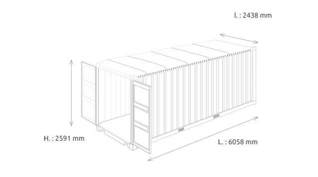 Conteneur maritime – 20 pieds open top – Longueur 6m – Surface 33m3 – idéale pour le chargement de marchandises encombrantes - Image 2