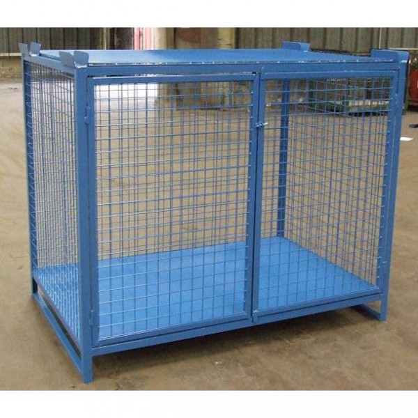 Conteneur grillagé sécurisé sur mesure – 3 côtés grillagés, toit grillagé, fond tôlé, 2 ½ portes cadenassables, gerbable 650 kg 3