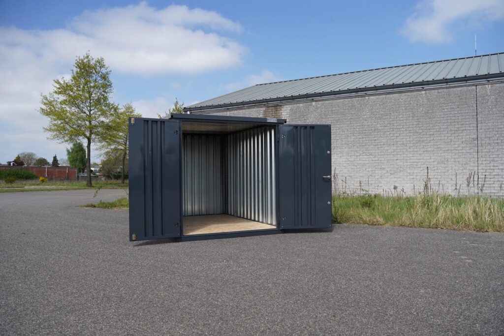 Box stockage anthracite 3 x 2 mètres – conteneur démontable avec double porte latérale sur le petit côté, couleur RAL 7016 - Image 4