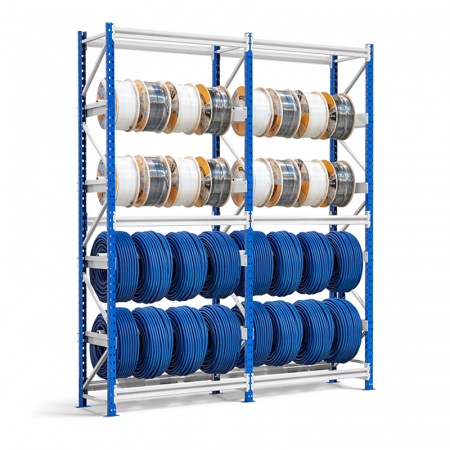 Rack de stockage porte-bobines – Rayonnage pour bobines de câbles et fils – Hauteur 2000/2400 mm – Charge jusqu&rsquo;à 300 kg - Image 1