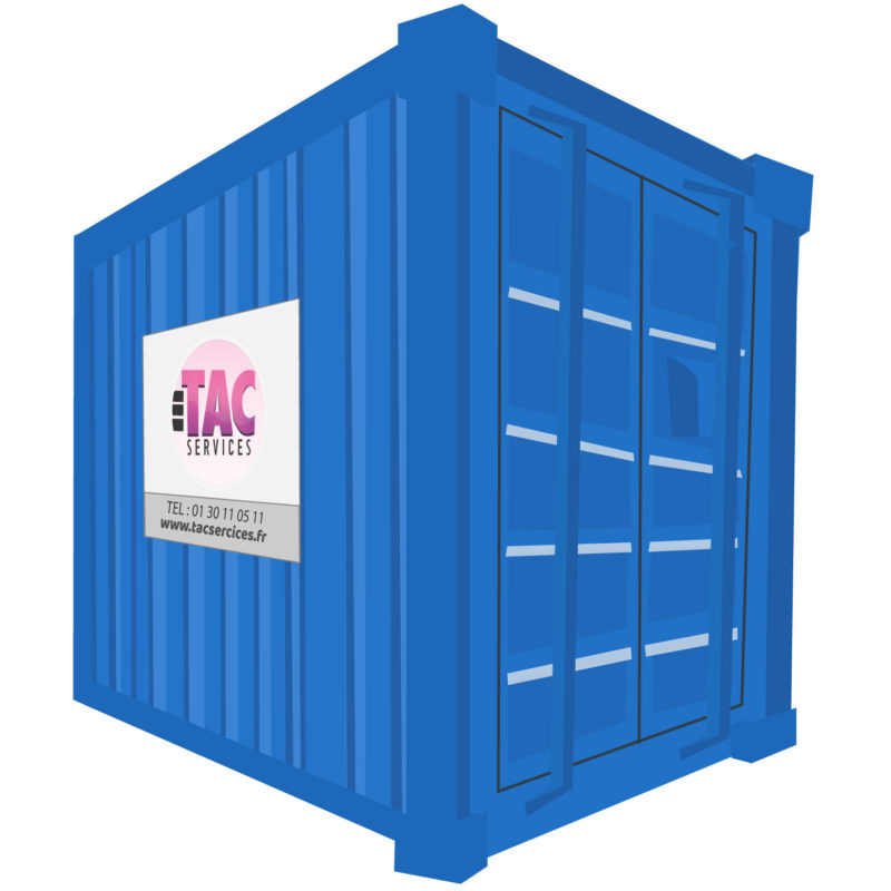 TAC 100 – Container 6 pieds – 6,67 m³ – plancher acier 3mm – passage de fourches 3