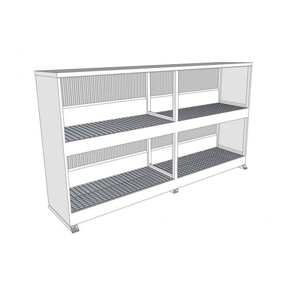 Conteneur 6 m – 2 niveaux sans porte – Simple face – 4 casiers – Charge 3000 kg/casier – 6070 x 1350 x 3325 mm - Image 1