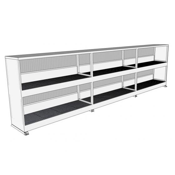 Conteneur 12 mètres 2 niveaux sans porte – Simple face, stockage 18 palettes 1200×1200 ou 24 palettes 1200×800, dimensions 12310x1340x3320 mm - Image 1
