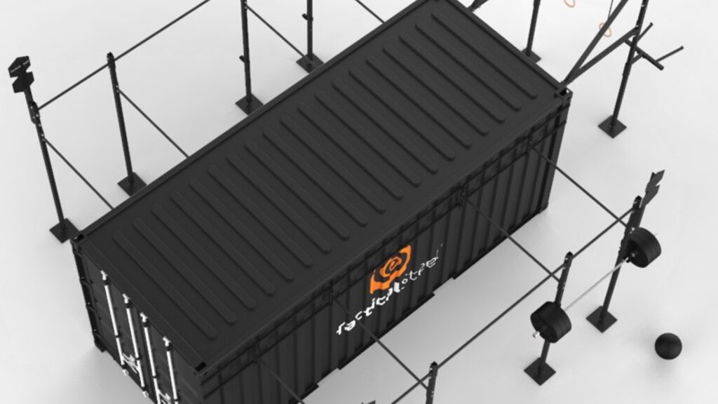 Conteneur sport CHARLIE 20 pieds – container sport avec poste supplémentaire, 2 postes à squat, 10 barres fixes, acier - Image 3