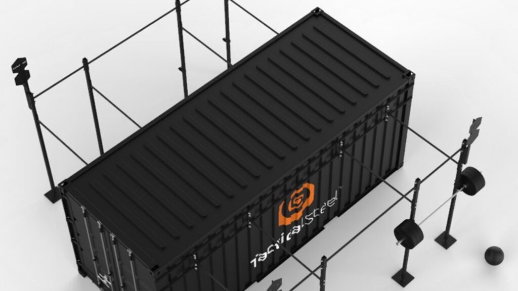 Conteneur BETA 20 pieds – container sport avec 2ème rig, 2 postes à squat, 10 barres fixes, acier - Image 2