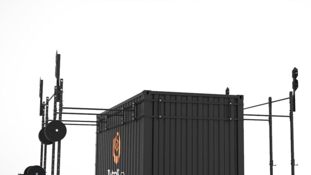 Conteneur BETA 20 pieds – container sport avec 2ème rig, 2 postes à squat, 10 barres fixes, acier - Image 1