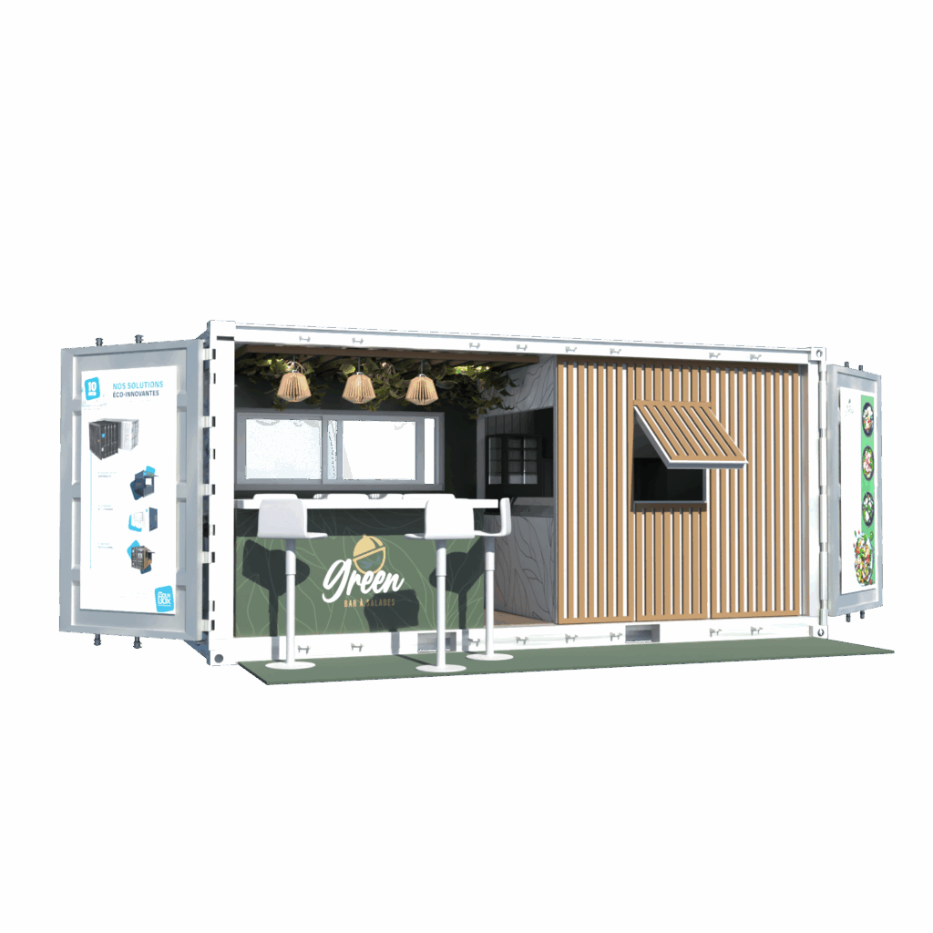 Salade Box 20 pieds – Container restaurant aménageable High Cube, snack box, neuf ou 1er voyage, 37 m³, 14 m² - Image 1