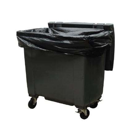 Housse container PEBD 660 L – 30µ – Noir – Soudure droite – Sans lien – 1190 x 1350 mm – Carton de 50 - Image 1
