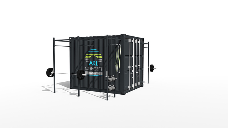 Container 10 pieds Loisirs CrossFit 10 Pro – Finition brut, électricité, porte PVC RAL 7016, bardage clin 1