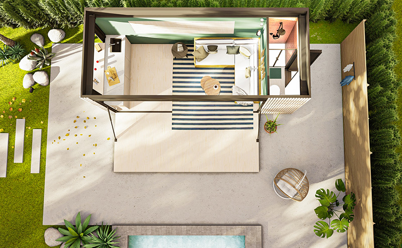 LE POOL HOUSE – Container 20 Pieds aménagé avec équipement sanitaire et électricité 2